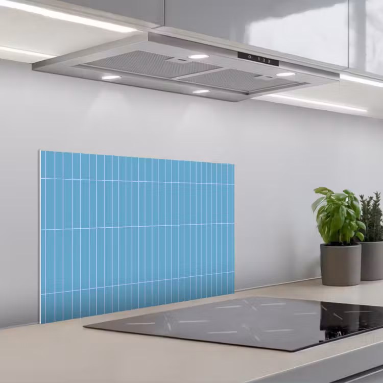 Tegel - Langwerpig - Patroon - Blauw keuken achterwand spatscherm klein 900 -3d_schuin