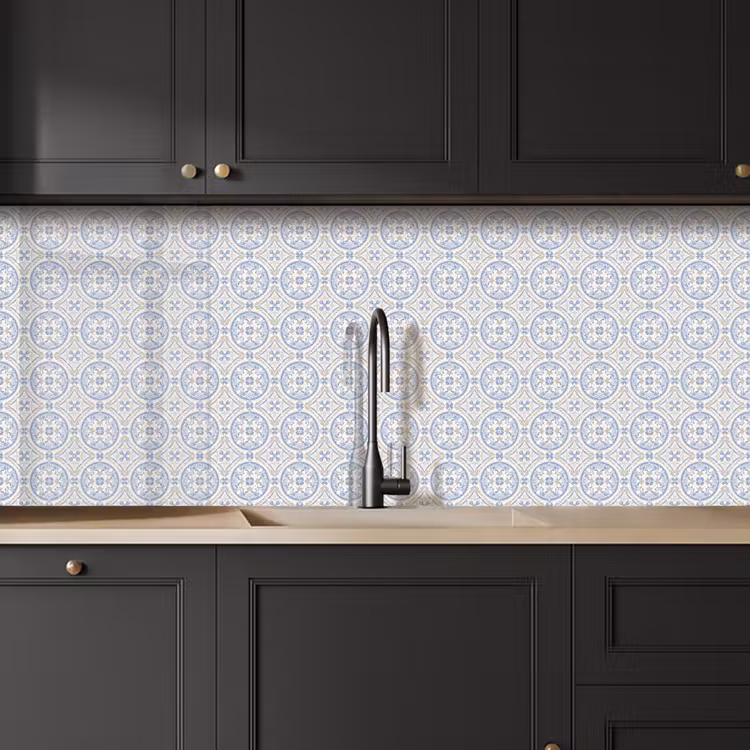 Tegel - Patroon - Beige - Blauw keuken achterwand 2 middel 871 -sfeer1