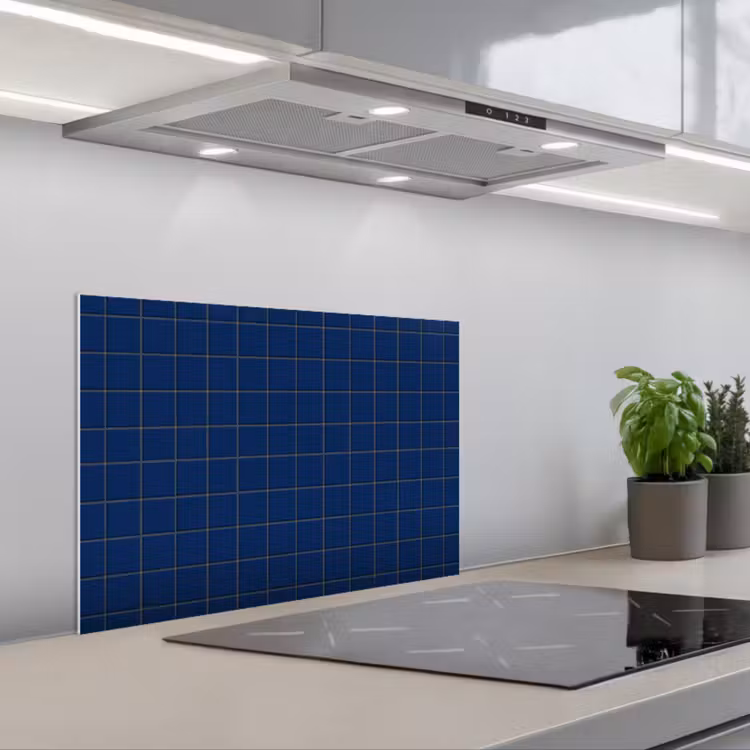 Tegel - Patroon - Blauw keuken achterwand spatscherm klein 900 -3d_schuin