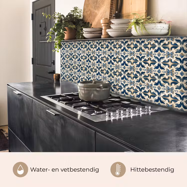 Tegel - Patroon - Blauw - Beige keuken achterwand 2 middel 871 -usp_NL