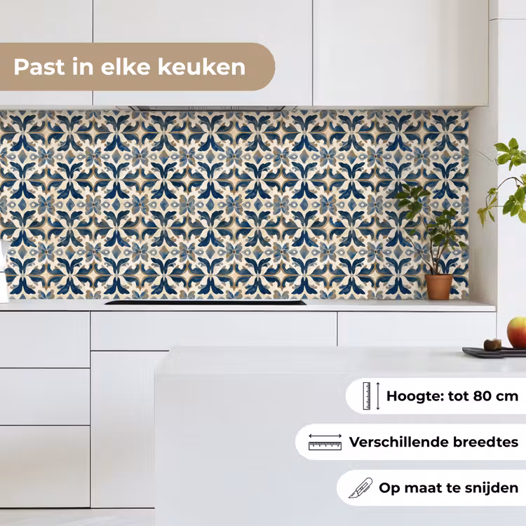 Tegel - Patroon - Blauw - Beige keuken achterwand 2 middel 871 -sfeer4_NL