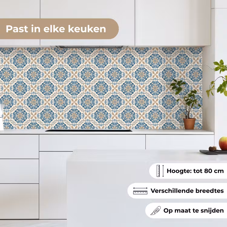 Tegel - Patroon - Blauw - Goud keuken achterwand 2 middel 871 -sfeer4_NL