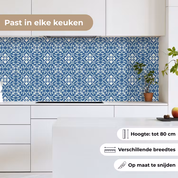 Tegel - Patroon - Blauw - Wit keuken achterwand 2 middel 871 -sfeer4_NL