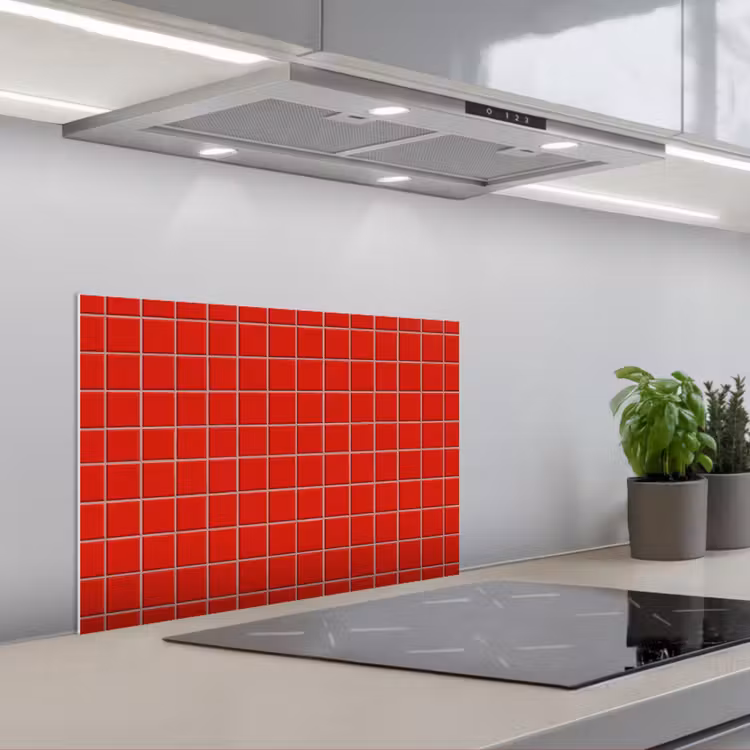 Tegel - Patroon - Kersen - Rood keuken achterwand spatscherm klein 900 -3d_schuin