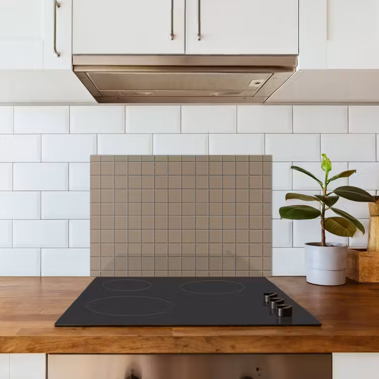 Tegel - Patroon - Taupe keuken achterwand spatscherm klein 900 -sfeer2