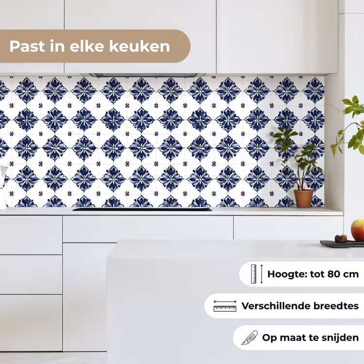 Tegelmotief - Blauw - Wit - Bloem keuken achterwand 2 middel 871 -sfeer4_NL