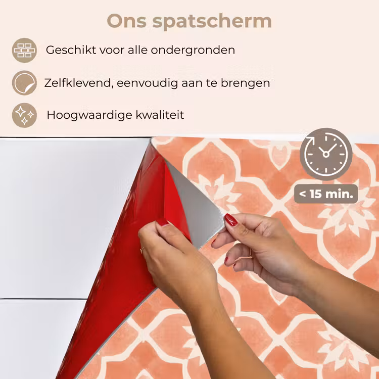 Tegelpatroon - Arabesk - Vintage - Terracotta keuken achterwand spatscherm klein 900 -spatscherm_NL