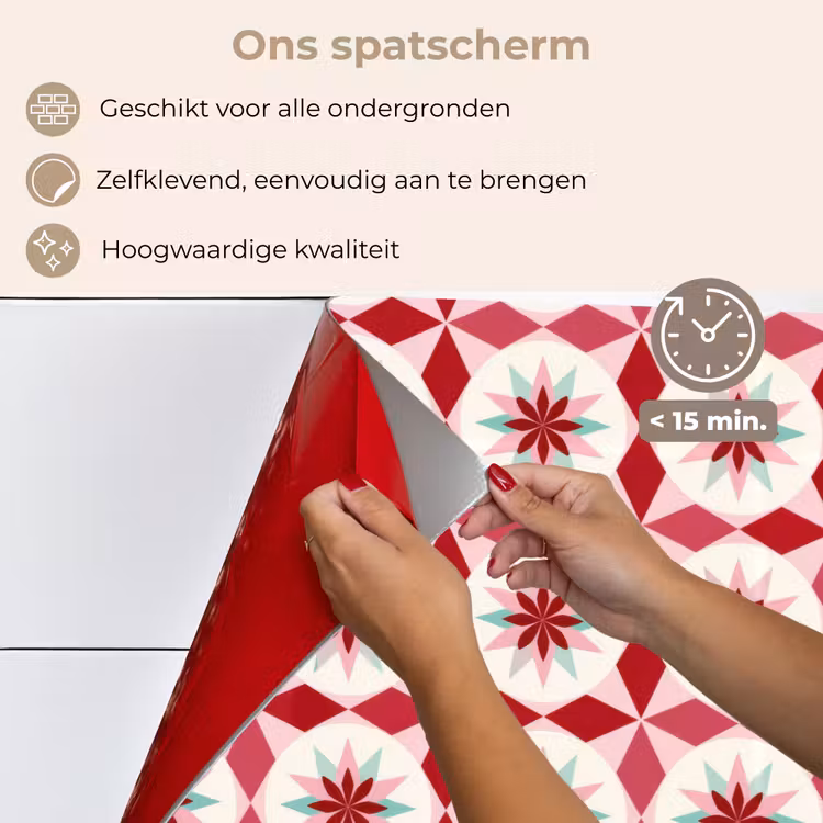 Tegelpatroon - Sterren - Retro - Roze - Mintgroen keuken achterwand spatscherm klein 900 -spatscherm_NL