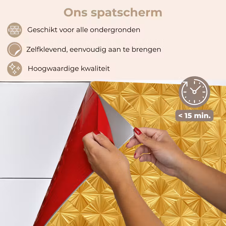 Tegels - Geometrisch - Reliëf - Goud keuken achterwand spatscherm klein 900 -spatscherm_NL