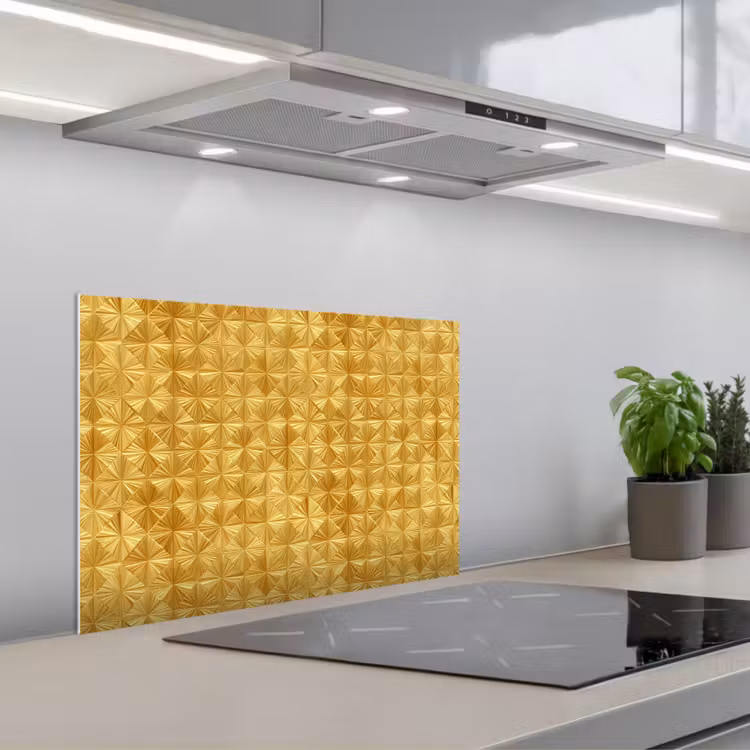 Tegels - Geometrisch - Reliëf - Goud keuken achterwand spatscherm klein 900 -3d_schuin