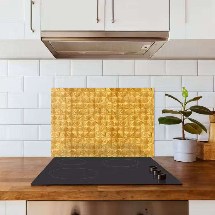 Tegels - Geometrisch - Reliëf - Goud keuken achterwand spatscherm klein 900 -sfeer2
