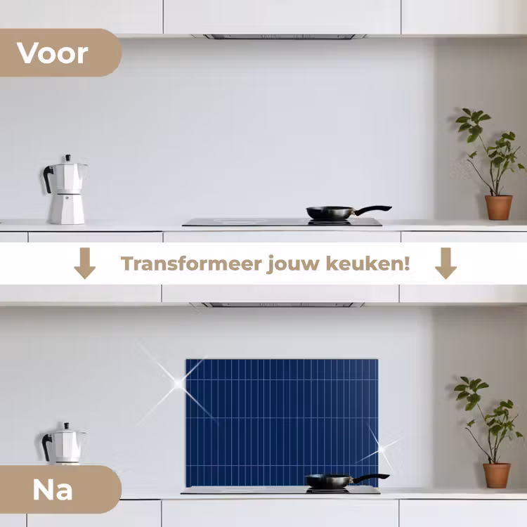 Tegels - Langwerpig - Blauw keuken achterwand spatscherm klein 900 -voor_na_NL
