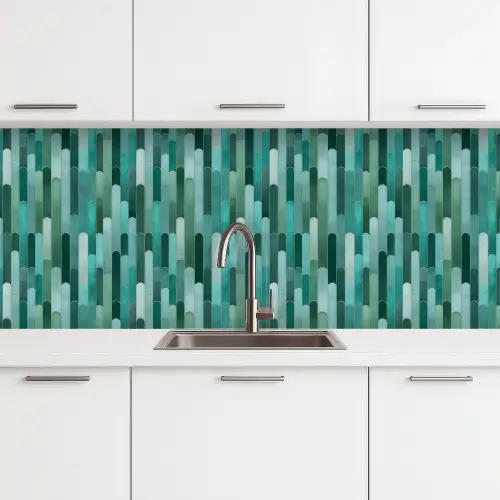 Tegels - Langwerpig - Turquoise keuken achterwand 2 middel 871 -3d
