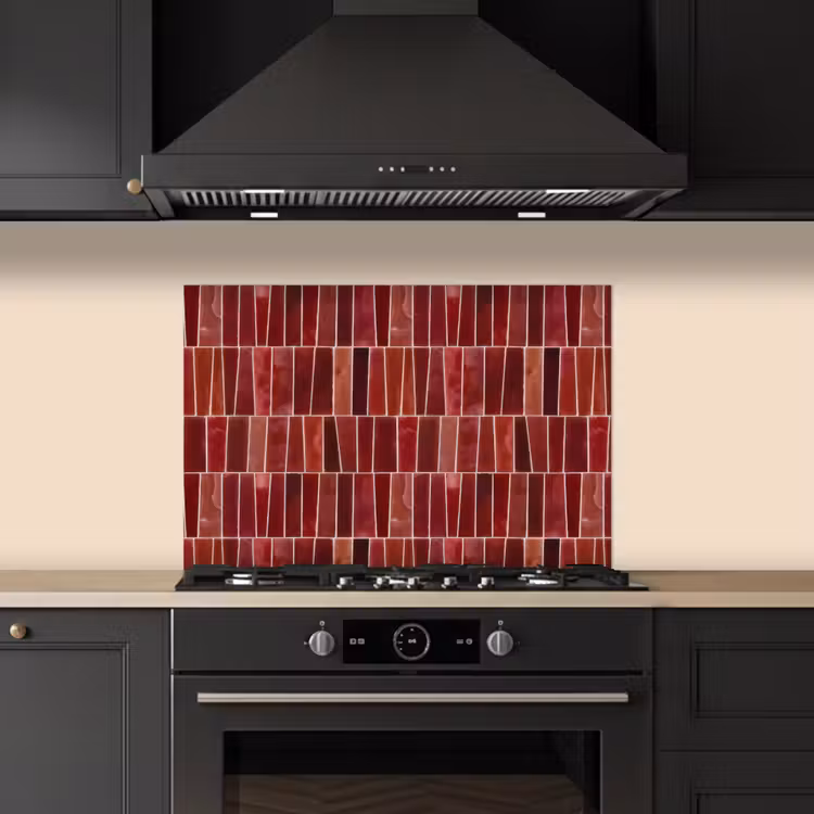 Tegels - Modern - Structuur - Dieprood keuken achterwand spatscherm klein 900 -sfeer1