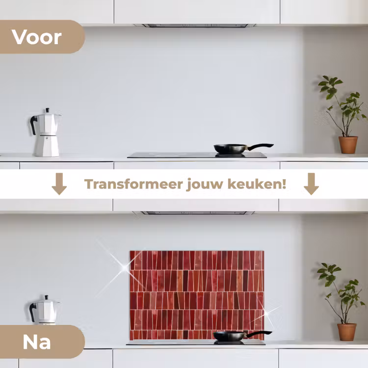Tegels - Modern - Structuur - Dieprood keuken achterwand spatscherm klein 900 -voor_na_NL