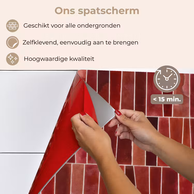 Tegels - Modern - Structuur - Dieprood keuken achterwand spatscherm klein 900 -spatscherm_NL
