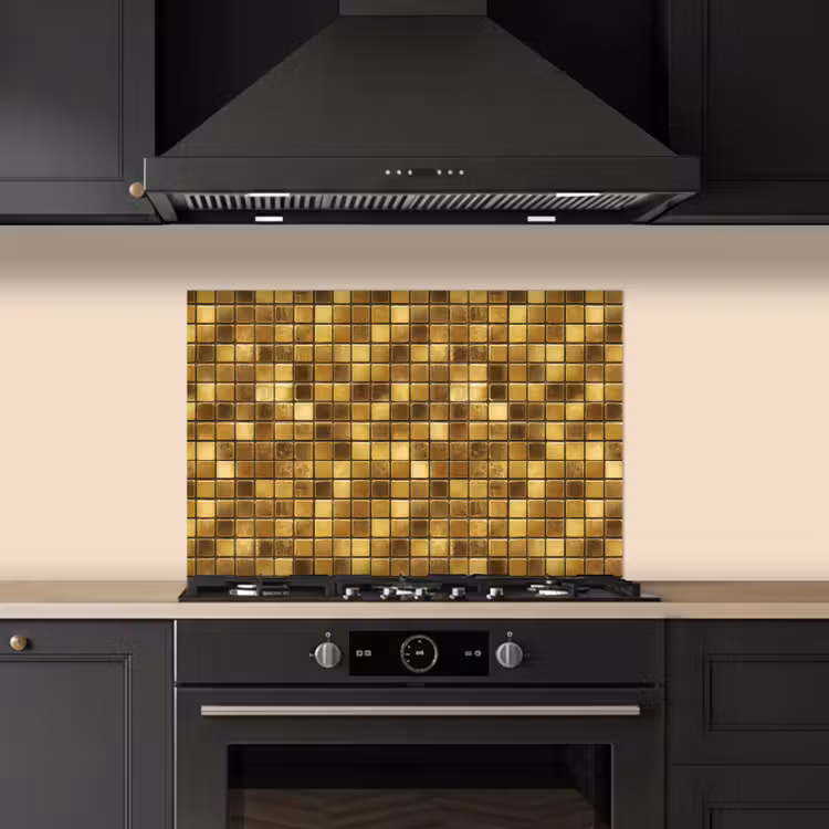 Tegels - Mozaïek - Luxe - Warm Goud keuken achterwand spatscherm klein 900 -sfeer1