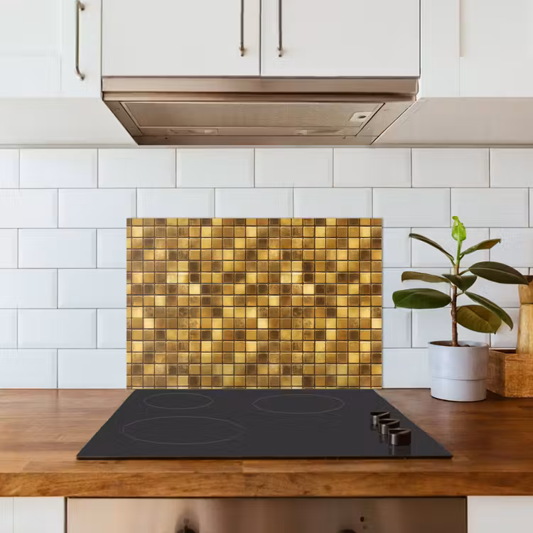 Tegels - Mozaïek - Luxe - Warm Goud keuken achterwand spatscherm klein 900 -sfeer2