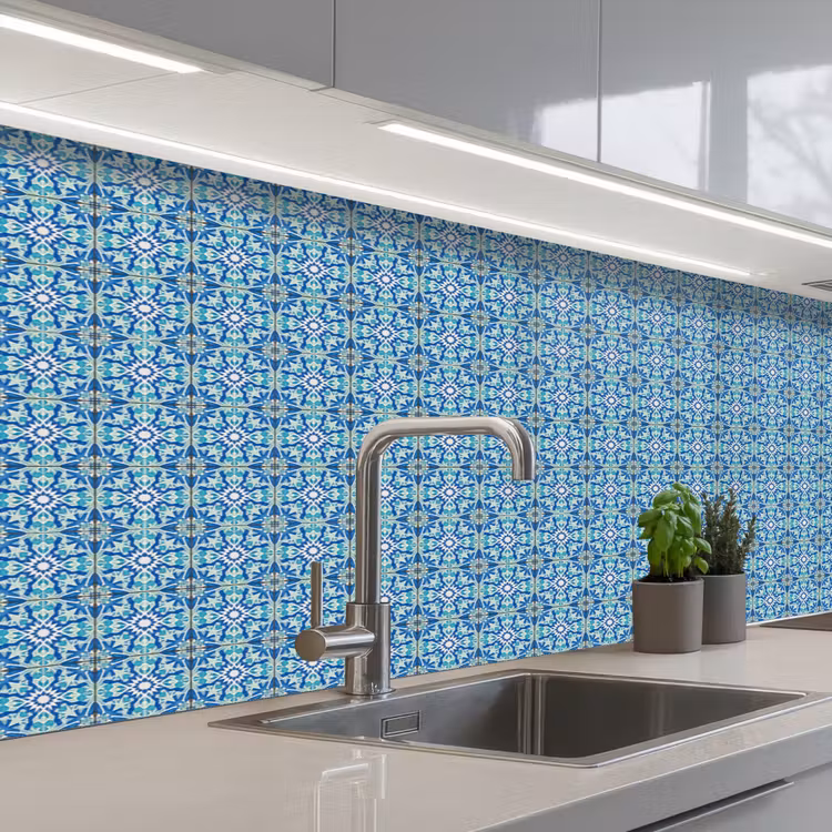 Tegels - Mozaïek - Turquoise - Blauw keuken achterwand 2 middel 871 -3d_schuin