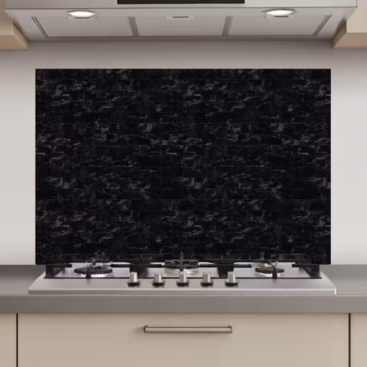 Tegels - Patroon - Marmer - Zwart keuken achterwand spatscherm klein 900 -3d_website