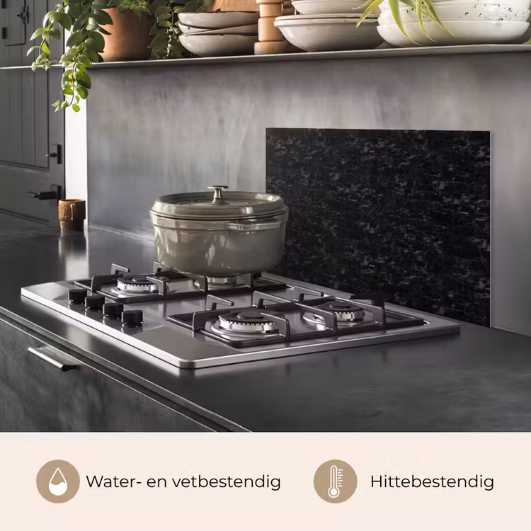 Tegels - Patroon - Marmer - Zwart keuken achterwand spatscherm klein 900 -usp_NL