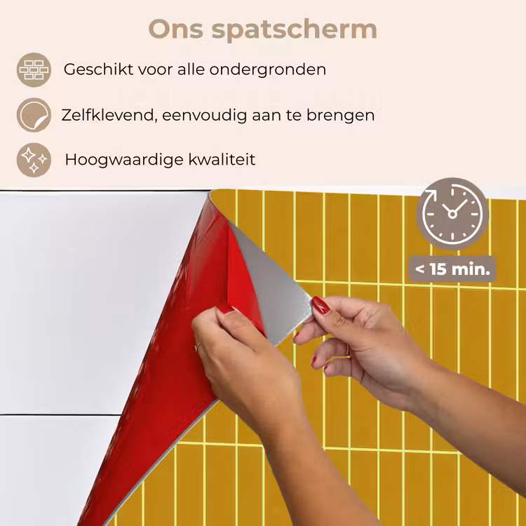 Tegels - Verticaal - Mosterdgeel keuken achterwand spatscherm klein 900 -spatscherm_NL