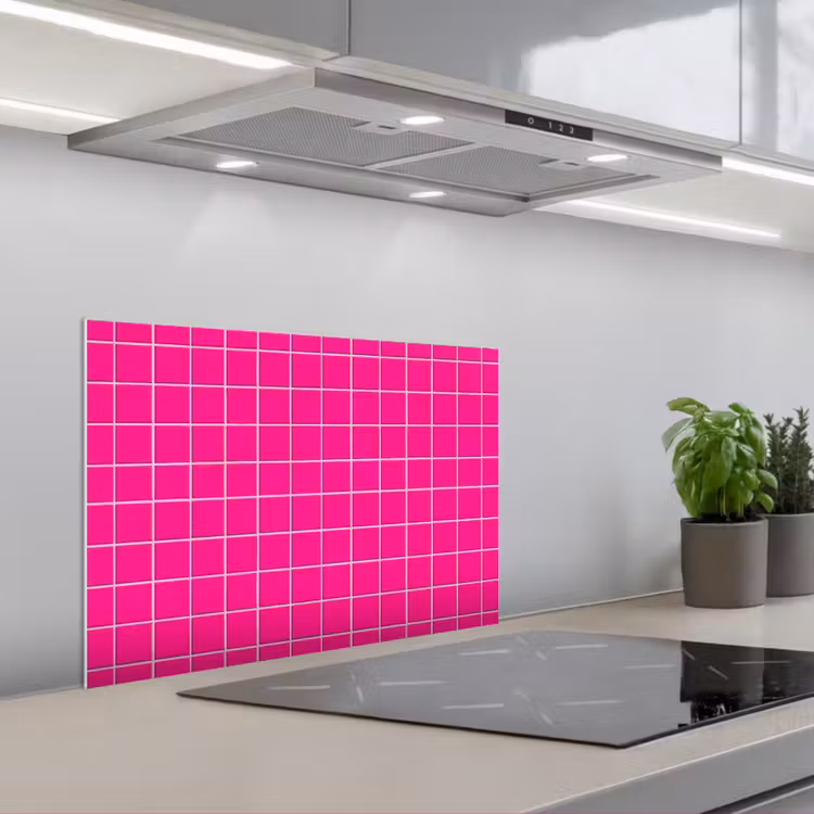 Tegels - Vierkant - Fuchsia keuken achterwand spatscherm klein 900 -3d_schuin