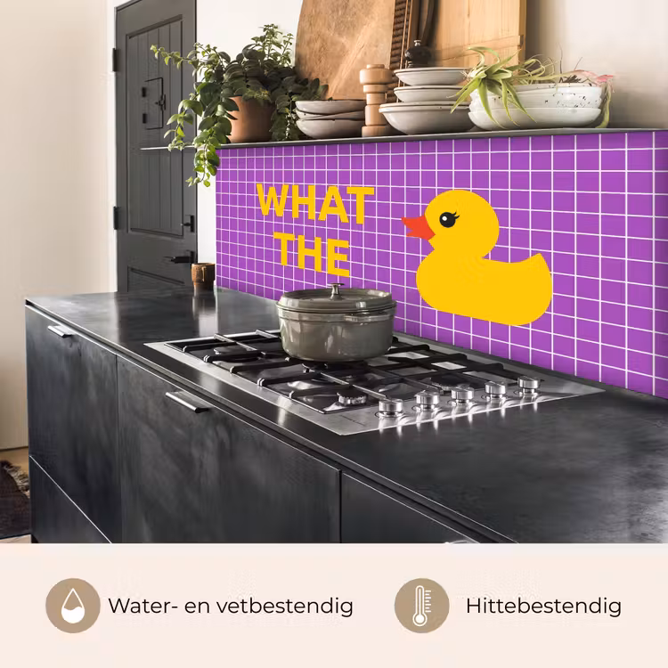 Tekst - Eend - Paars keuken achterwand 2 middel -usp_NL