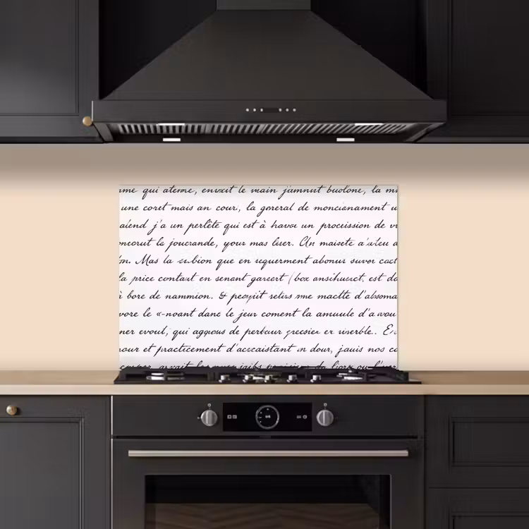 Tekst - Handschrift - Klassiek - ZwartWit keuken achterwand spatscherm klein -sfeer1