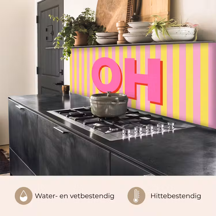 Tekst - Strepen - Roze keuken achterwand 2 middel -usp_NL
