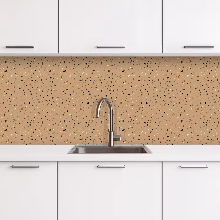 Terrazzo - Patroon - Beige keuken achterwand 2 middel 871 -3d