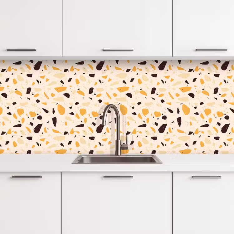 Terrazzo - Patroon - Geel - keuken achterwand 2 middel 871 -3d