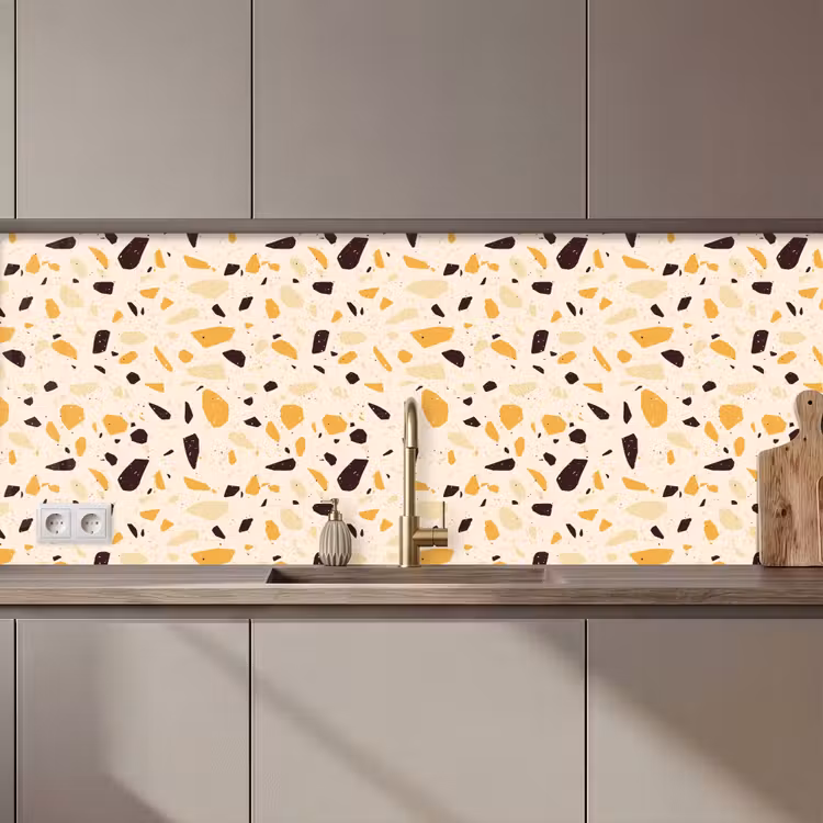 Terrazzo - Patroon - Geel - keuken achterwand 2 middel 871 zz_3dshopping