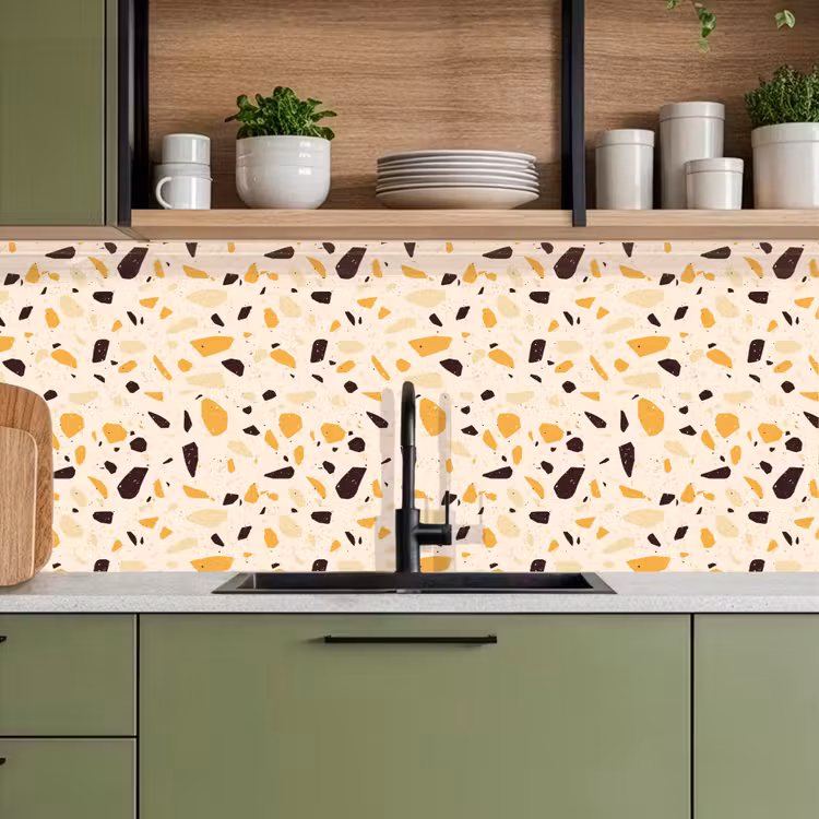 Terrazzo - Patroon - Geel - keuken achterwand 2 middel 871 -sfeer3