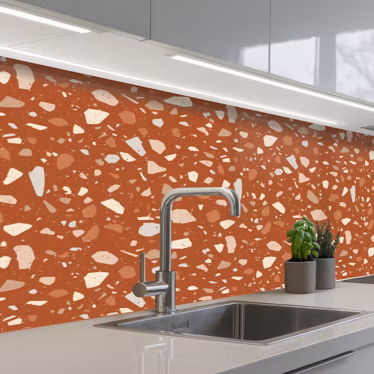 Terrazzo - Patroon - Klei keuken achterwand 2 middel 871 -3d_schuin