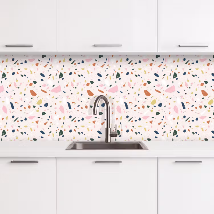 Terrazzo - Patroon - Kleurrijk keuken achterwand 2 middel 871 -3d