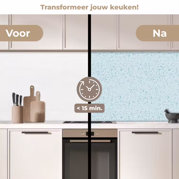 Terrazzo - Patroon - Kleurrijk - Baby Blauw keuken achterwand 2 middel 871 -voor-na2_NL