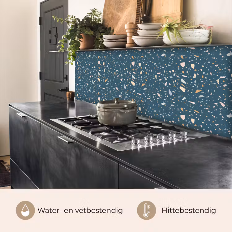 Terrazzo - Patroon - Kleurrijk - Diep blauw keuken achterwand 2 middel 871 -usp_NL