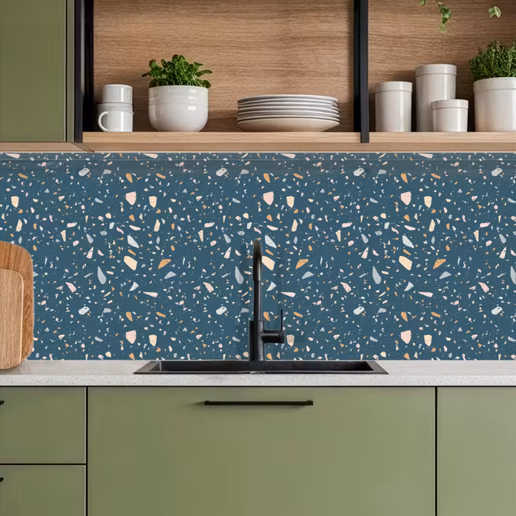 Terrazzo - Patroon - Kleurrijk - Diep blauw keuken achterwand 2 middel 871 -sfeer3