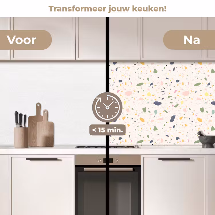 Terrazzo - Patroon - Kleurrijk - Festival keuken achterwand 2 middel 871 -voor-na2_NL