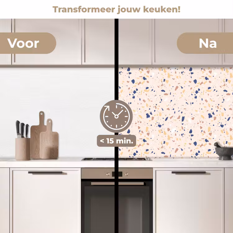 Terrazzo - Patroon - Kleurrijk - Indigo keuken achterwand 2 middel 871 -voor-na2_NL
