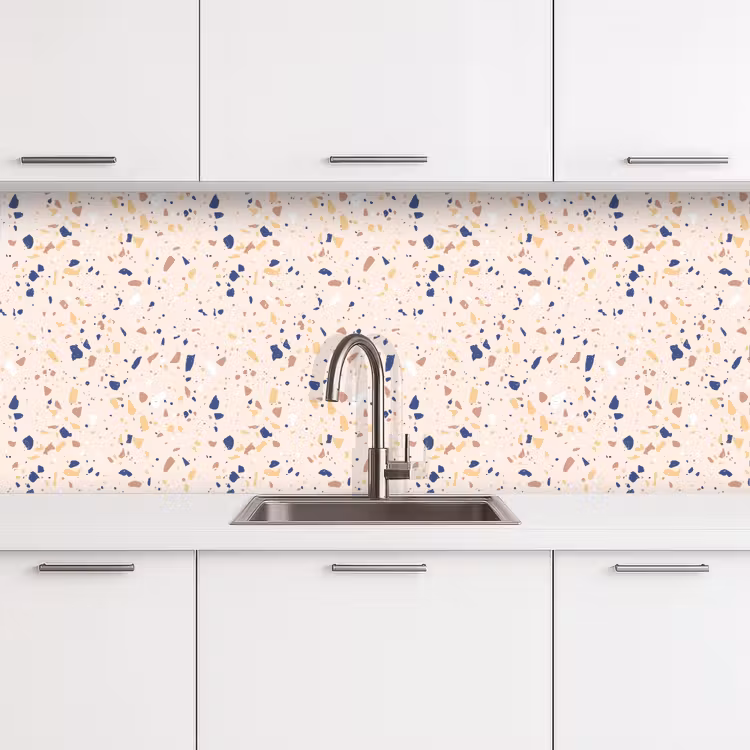 Terrazzo - Patroon - Kleurrijk - Indigo keuken achterwand 2 middel 871 -3d