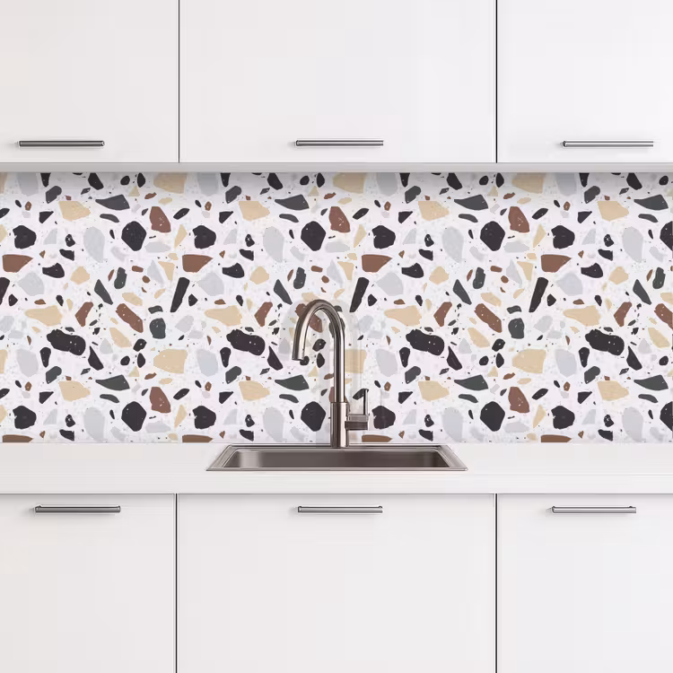 Terrazzo -  Patroon - Kleurrijk - Klei keuken achterwand 2 middel 871 -3d