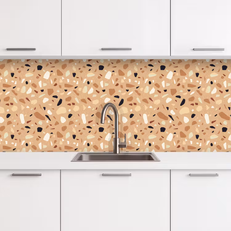 Terrazzo - Patroon - Kleurrijk - Oranje keuken achterwand 2 middel 871 -3d