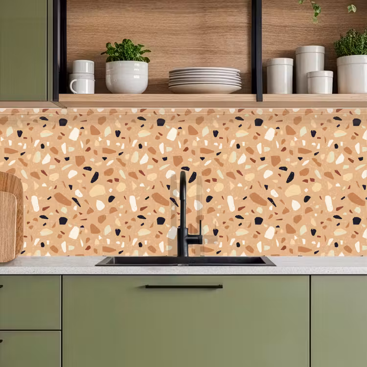 Terrazzo - Patroon - Kleurrijk - Oranje keuken achterwand 2 middel 871 -sfeer3