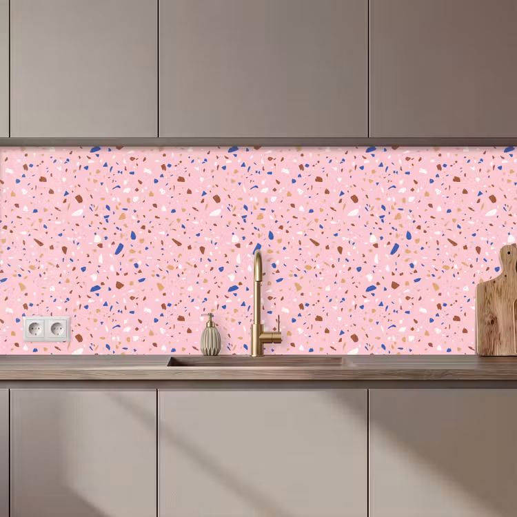 Terrazzo - Patroon - Kleurrijk - Roze keuken achterwand 2 middel 871 zz_3dshopping