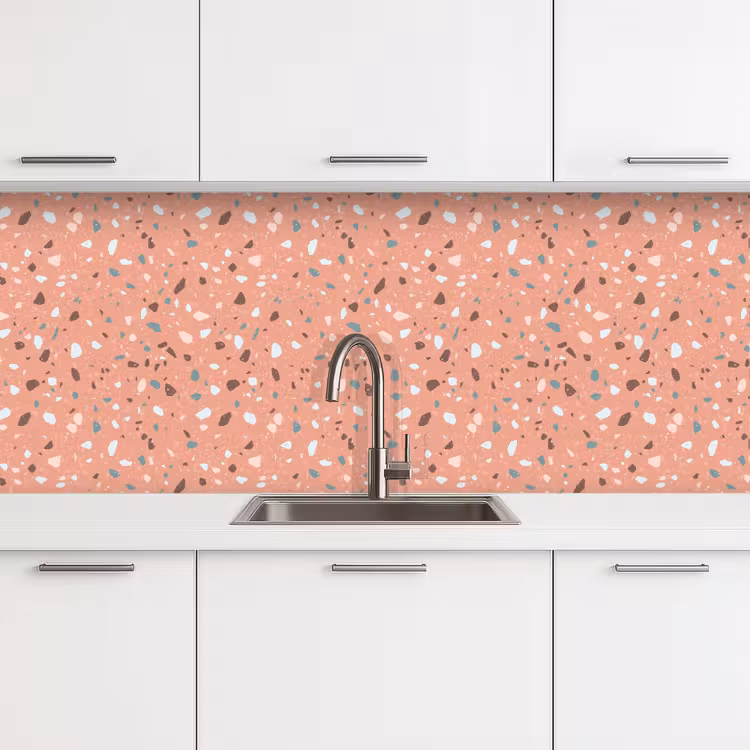 Terrazzo -  Patroon - Kleurrijk - Roze - Blauw keuken achterwand 2 middel 871 -3d