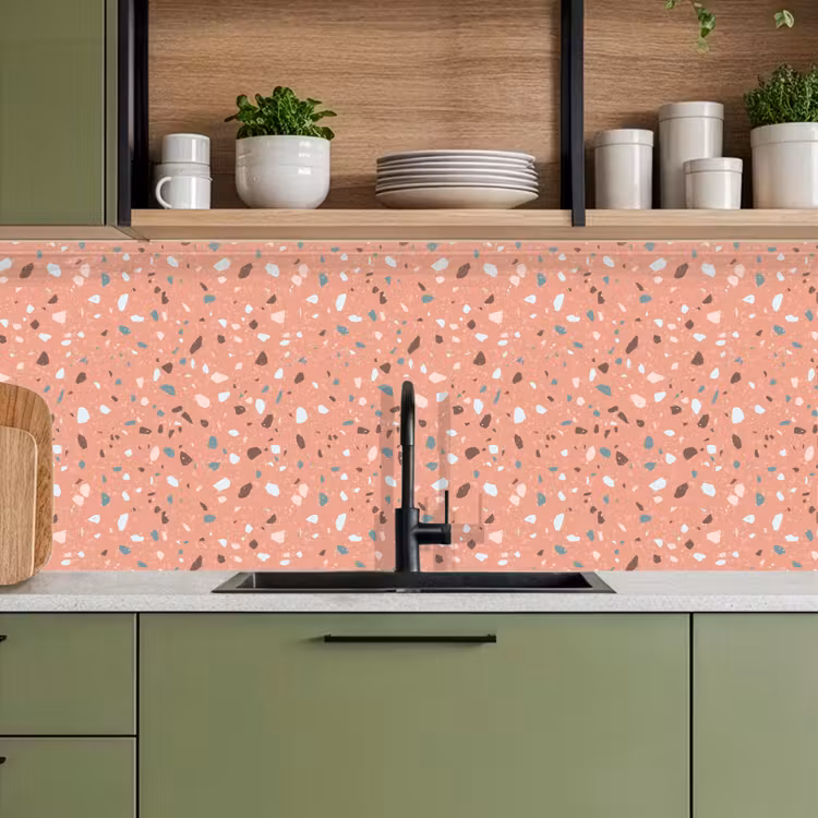 Terrazzo -  Patroon - Kleurrijk - Roze - Blauw keuken achterwand 2 middel 871 -sfeer3