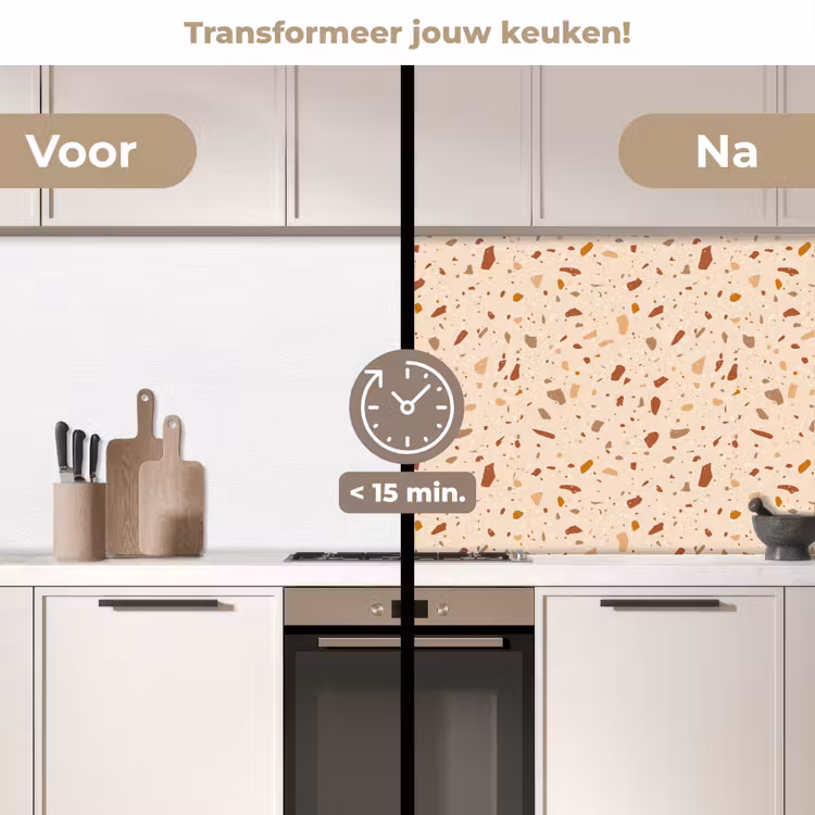 Terrazzo - Patroon - Kleurrijk - Steen keuken achterwand 2 middel 871 -voor-na2_NL