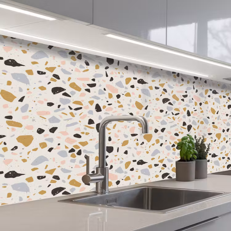 Terrazzo -  Patroon - Neutraal - Zacht - Multi keuken achterwand 2 middel 871 -3d_schuin